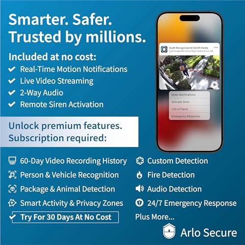 Arlo Essential Security Cameras Wireless Outdoor 2K (2nd Gen, 2023 Release) - Battery Power, Person Recognition, Package Detection, Animated Preview, 1-Month Trial of Secure Plan, 1 Cam, White by Arlo - Image 5