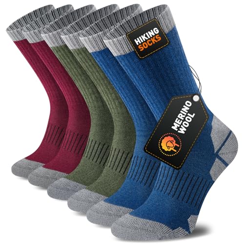 Niorasen Calcetines de Lana Merino para Hombre y Mujer, Termicos Gruesos y Cálidos sin Costuras, para Invierno y Frío Extremo, Ideal para Trekking, Senderismo, Running, Ciclismo, Trabajo, 3 Pares