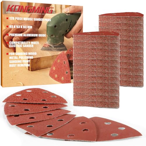 KONGMING 120 Pièces Papier Abrasif pour Ponceuse Grain 40 60 80 120 240 400 6 Trous pour Ponceuses de Détail