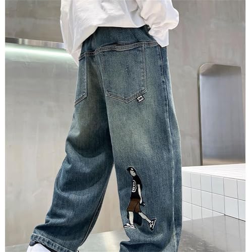 Moonker Toddler Boys Girls Jeans High Elastic Waist Denim Pants Loose Straight Leg Denim Trouser with Infant3