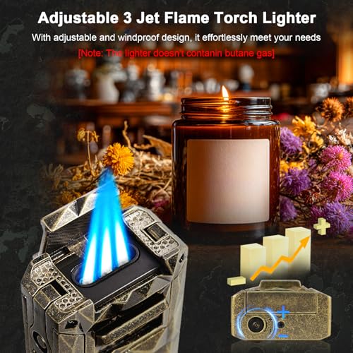 Encendedor soplete 5 en 1 con llama triple ajustable y herramienta múltiple miniatura 3