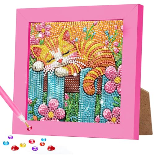 Peinture diamant chat avec cadre pour sublimer votre salon
