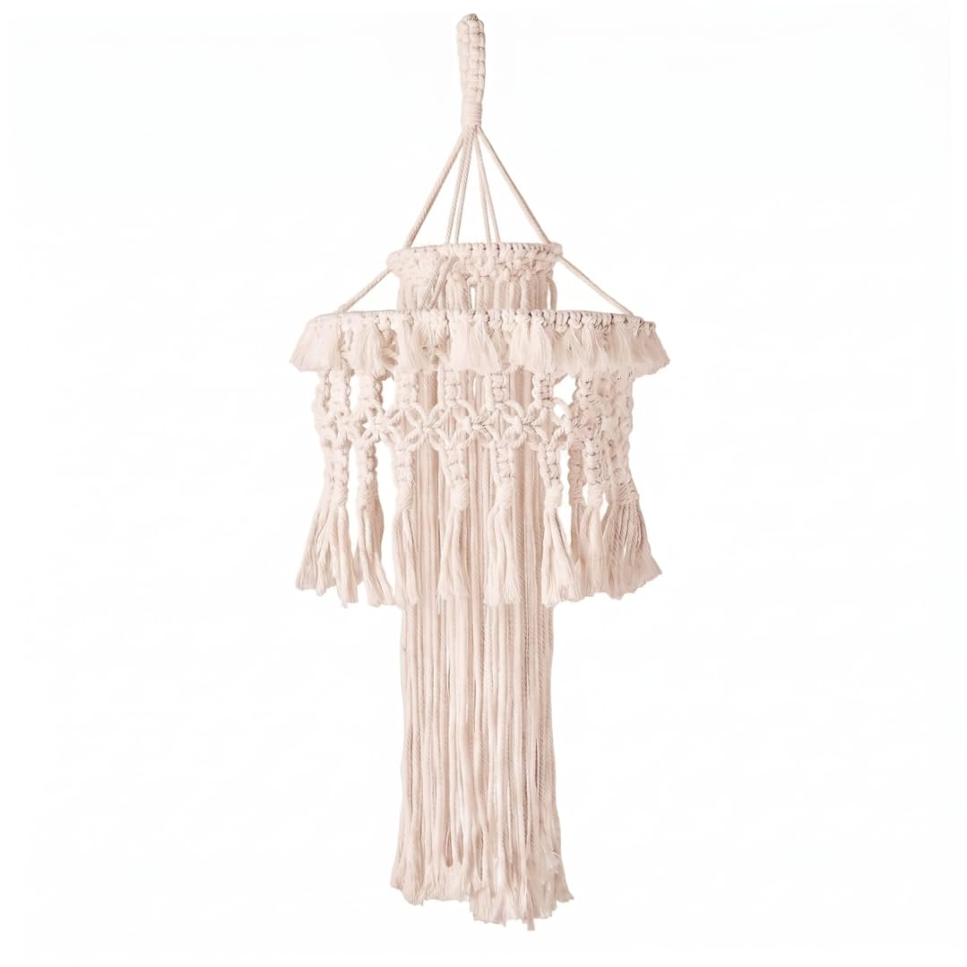 Tsawntd Boho Lamp Shade, Macrame Lamp Shade Handwoven Boho Lampshade – Natural Fiber Hanging Light Cover For Home, Dorm & Decor, Style-2 macrame lampshade
