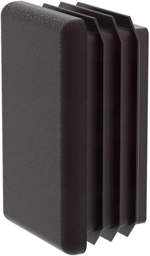 MOCAP Black Rectangular Tubing Plug - Flat Tube Wall: .165-.203" (8-6ga) - Tube Plug Replacement - End Plugs for Pipe, Furniture & More - Table and Chair Leg Inserts (2.00 x 6.00, Pack of 2)