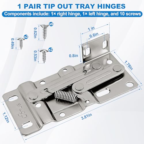 Image of 1 Pair Newly Upgraded Steel Sink Tip Out Tray Hinges with Screws