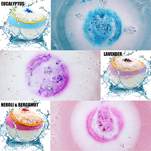 6Pcs Bath Bombs Bulk Individually Wrapped With 1 Bath Salt Shower Essentials Bathbombs Organic Bath Ball Self Care And Stress Relief Gifts For Women Men Kids #TOP1