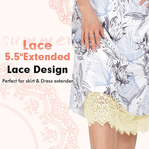 Image of MANCYFIT Half Slips for Women Underskirt Dress Extender Lace Trim Knee Length Midi Skirt