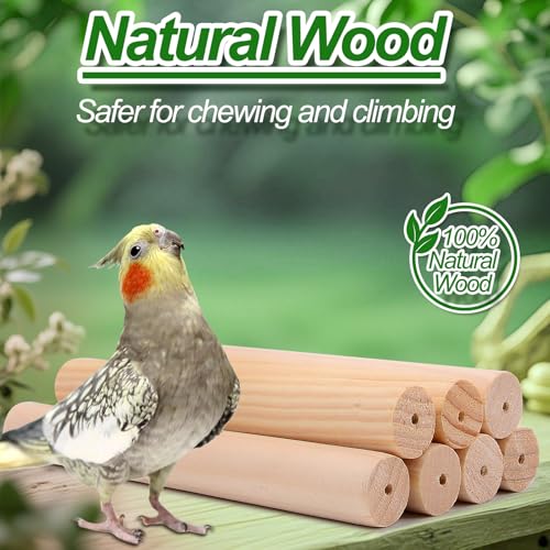 Image of Bird Perch for Cage, Bird Parakeet Cage Accessories, 4 in 1 Bird Swing Platform Chewing Toys, Made of Wood
