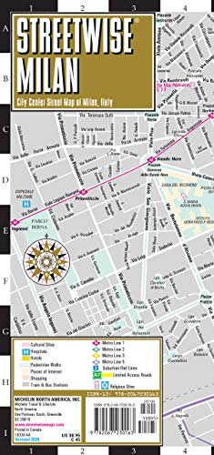 Streetwise Milan Map - Laminated City Center Street Map of Milan,...
