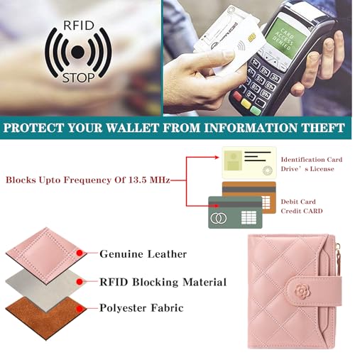 Image of RNIEGA Small Wallets for Women Leather Bifold Wallet Women RFID Blocking Purse Credit Card Holder with 15 Card Slots and ID Window Coin Pocket