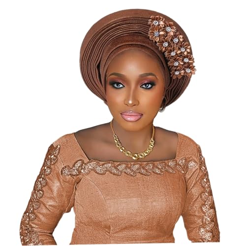 Turbans africains pré-noués pour femmes avec bande élastique ajustable