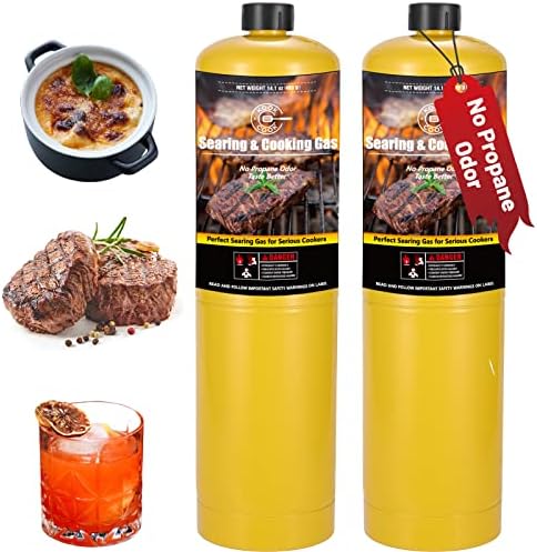 KookCook 14.1oz Pure MAP Gas Cylinder Cooking Fuel NO PROPANE ODOR Broil Better than Propane MAPP Pro Gas for Searing Food Steak Kitchen Blowtorch Culinary Torch Camping BBQ Welding Brazing Soldering