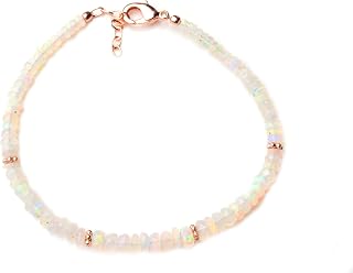 Natural Opal Gemstone Bracelet, Copper in White Plating, Dainty, Rounder Gemstone Bracelet, Stack Bracelet, Multi Bracelet, Gift For Her, Christmas Gift
