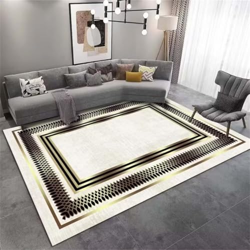Tapis de salon moderne noir 90x160cm lavable en machine pour deco maison - 2