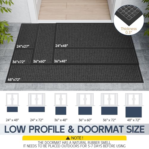 Indoor Outdoor Front Door Mats, 48" x 24" Rubber Backing Non Slip Durable Welcome Floor Mats for Patio, Garage Entrance, Stain and Fade Resistant Commercial Doormats for High Traffic