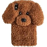 Mtlinasea Cute Teddy Bear Dog Fluffy Fur Phone Case Compatible with iPhone16 3D Kawaii Furry Plush Soft TPU Winter CaseSoft Fuzzy Warm Winter Case for Kids & Adults (for iPhone12,Brown Teddy)