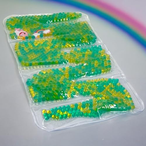 MIJOMA Antistress-Sensory-Maze-Spielzeug, Gel-gefülltes Fidget-Squishy mit Buntem Flüssigkeitsperlen-Labyrinth für Entspannung, Stressentlastung und Konzentrationsförderung, 35x17.5 cm (gelb-grün)