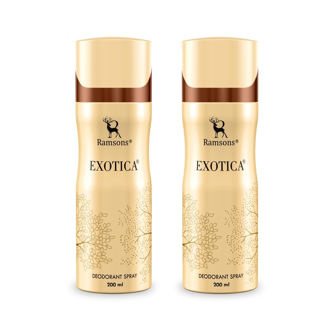 EXOTICA Deodorant Spray | 200 ML x 2 | Body Perfume For Women | TN - Peach, Orange Blossom, Leafy Green | MN - Honey, Jasmine, Rose, Lily of the valley | BN - Vanilla, Woody