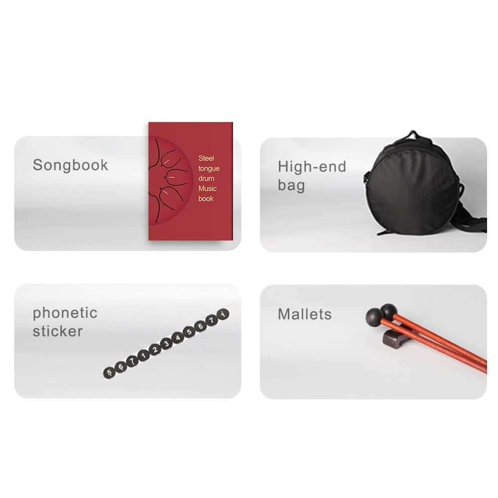 Tamburo A Lingua In Acciaio Da 12 Pollici A 11 Note, Tamburo A Percussione Manuale, Set Di Strumenti A Batteria Etereo Con Borsa Per Il Trasporto, Bacchette, Tacche Per Bacchetta (Color : Gold)