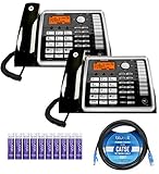 Motorola ML25260 DECT 6.0 Expandable Corded 2-Line Business Phones with Full Duplex Speakerphone and Caller ID/Call Waiting (2-Pack) Bundle with Blucoil 10-FT 1 Gbps Cat5e Cable and 10 AAA Batteries
