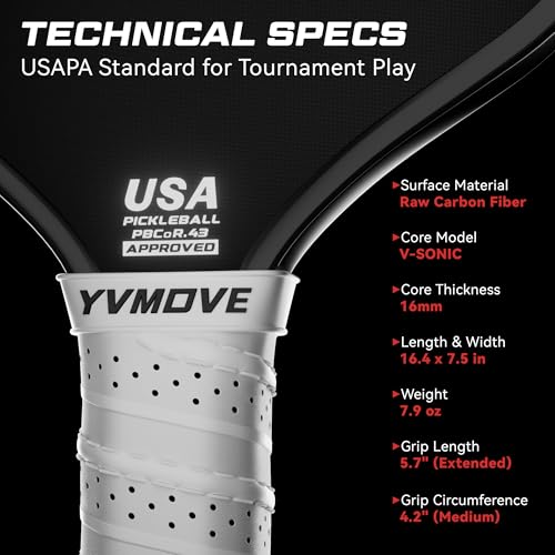 Image of Pickleball Paddles | USAPA Approved | Raw Carbon Fiber Face | Max Control & Effortless Power | 16MM Core Anti-Shock | Intermediates to Pros