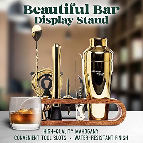 Mixology & Craft Bartender Kit: 10-Piece Bar Tool Set with Mahogany Stand | Perfect Home Bartending Kit and Martini Cocktail Shaker Set, Perfect Drink Mixing Experience | Fun Housewarming Gift (Gold) - Image 6