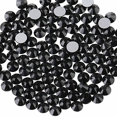 Image of Beadsland Flat Back Crystal Rhinestones, Jet Black, SS3, 2880pcs | Flatback Glass Gems, 1.2-1.4mm, for Nail Art Craft, Glue Fix