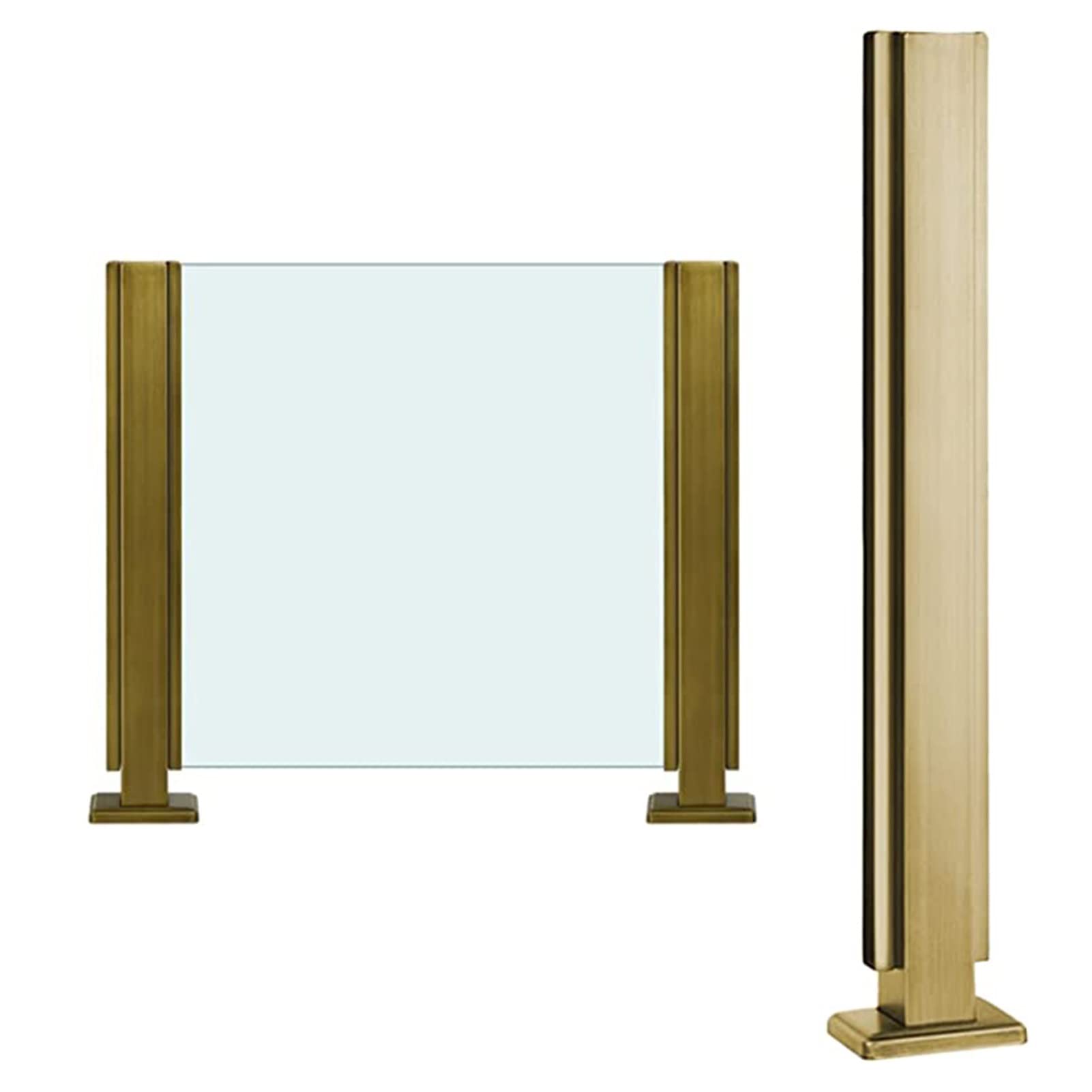 Poteau garde-corps verre inox doré anti-rouille pour balcon durable