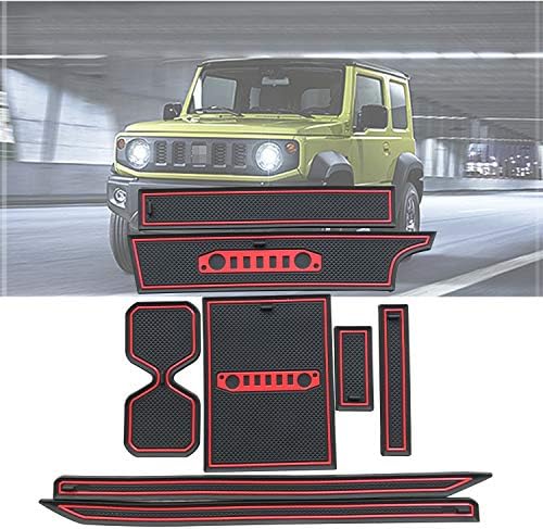 YOCTM fits Suzuki Jimny 2019 Accessories Latex Non-Slip Gate Slot Pad Cup Holder Mats 8 Pieces (2019 Jimny Red)