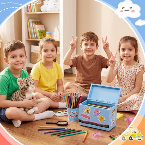 Distributeur de crayons haut de gamme en acier inoxydable bleu clair