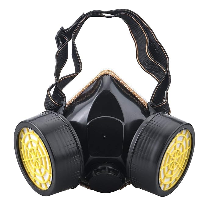 SEVIA Dust Spray Chemical Gas Binocular Respirator Paint Filter Reusable Mask For Paint Spraying Petrochemical Industry Etc For Unisex Dust Resistant Face Mask with Double Filters, Black-picture-11