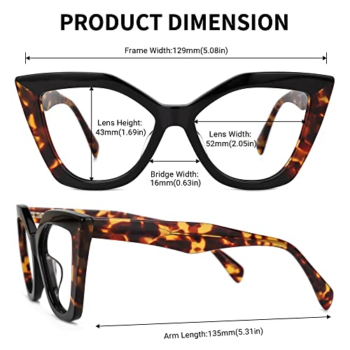 Image of Zeelool Stylish Acetate Cat Eye Blue Light Blocking Glasses Computer Eyewear for Women Oversized Eyeglasses Spitler ZJGA100148-01 Black-Tortoise