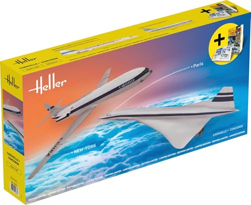 Caravelle et Concorde Heller 1:100 maquette avion pour décorer votre bureau