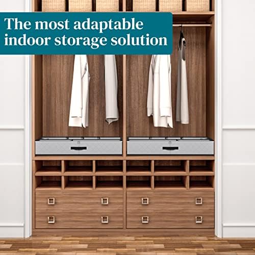 SOLEDI Under Bed Shoe Storage 2 Packs Under Bed Storage Box with Lid Dustproof Adjustable Compartment Sizes For Shoes, Clothes, Towels, Toy Storage Grey
