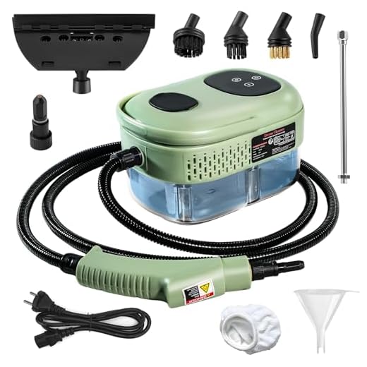 Handheld Steam Cleaner, 1000ml Water Tank, 15S Heat-up Time, Multipurpose Steamer for Home Use, Pressurized Steamer for Cleaning Floor, Upholstery, Grout and Car Green