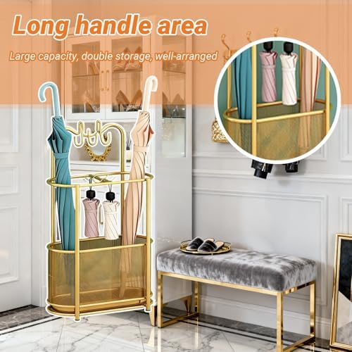 Large-Capacity Metal Umbrella Stand with Removable Drip Tray - Stylish Black Indoor Umbrella Holder for Hotel, Hallway, Home & Office Decor (37x21x60cm/14x8x23in)