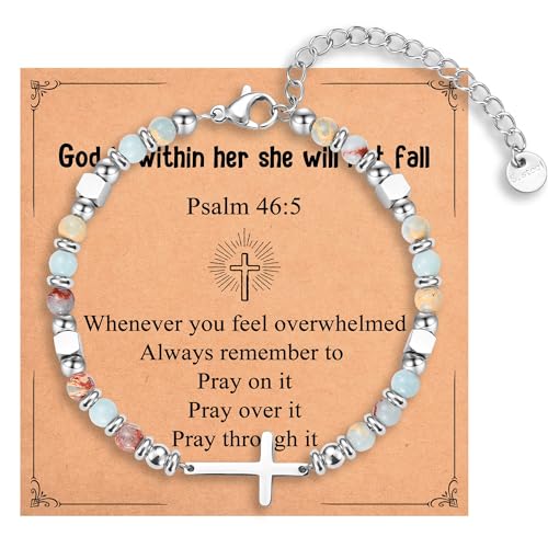 Image of Christian Gifts for Women Girls, Religious Cross Bracelet, Birthday Christmas Easter Baptism Confirmation First Communion Valentines Day Graduation Gifts for Her