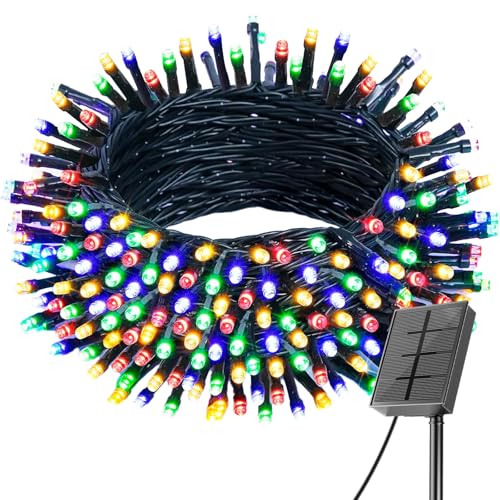 Kelenpro Guirnalda Luces Exterior Solar,20M 200LED Luces Navidad Solares Exteriores Led Exterior Jardin,Cadena de Luces Solares IP65 Luces Exterior Decoración para Jardin Navidad,Multicolor