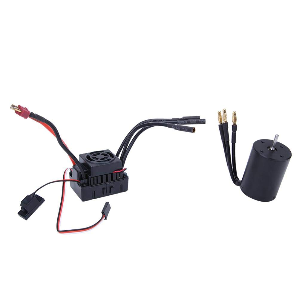 Części RC, silnik bezszczotkowy Surpass-Hobby 3650 + 60 A ESC czarny wodoodporny zestaw pasuje do samochodu RC 1/10 (3900 KV)
