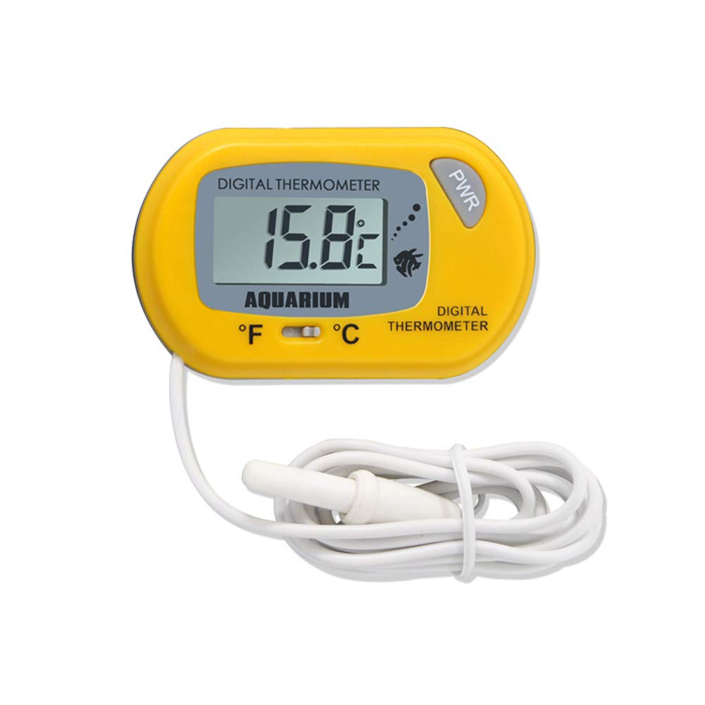 amropi Aquarium Thermometers, 1 Pack Digital LCD Water Thermometer for Fish Tank Aquarium Marine Reptile Habitat Temperature, Yellow