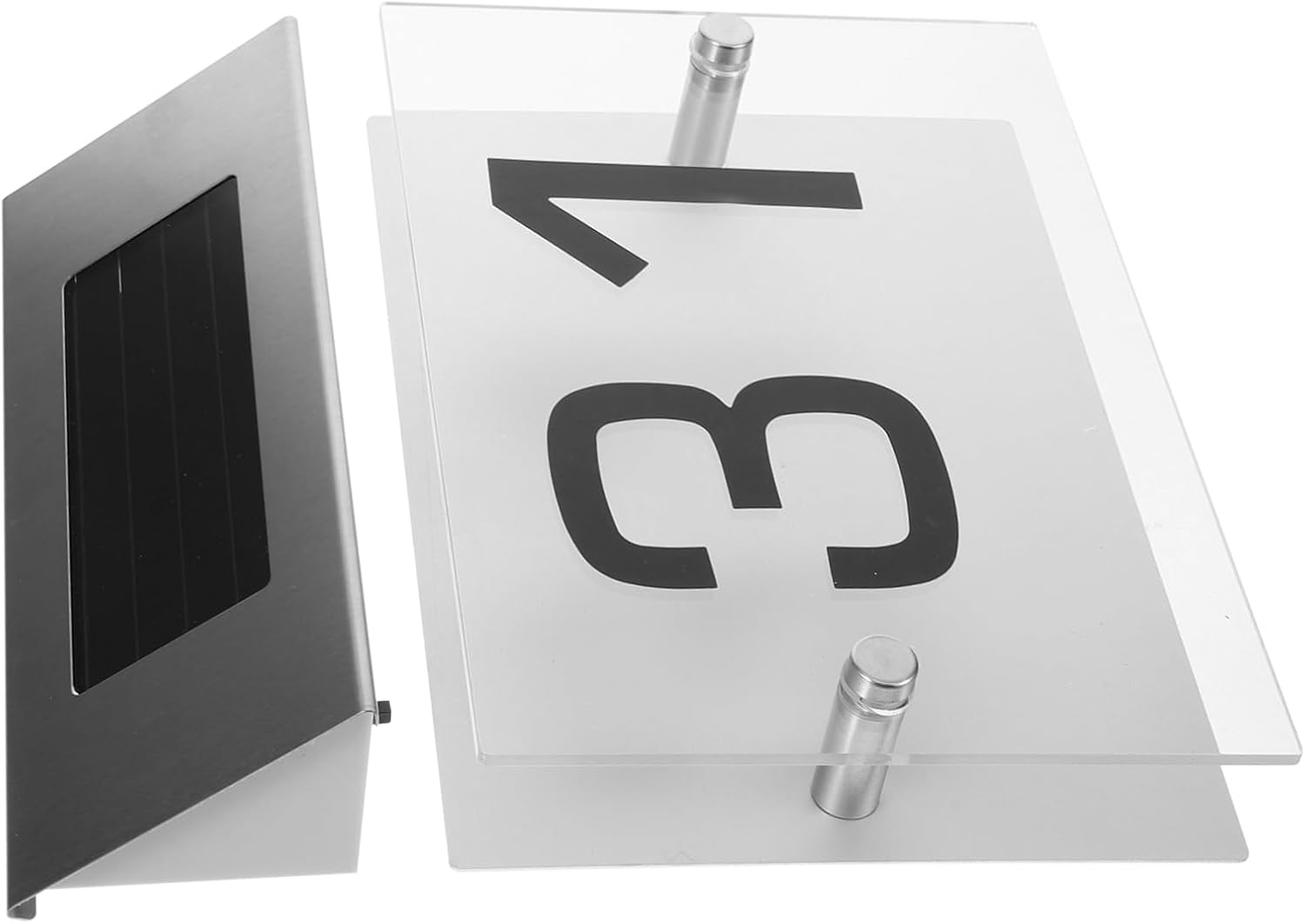 Homoyoyo 4sets Solar-powered Address Sign Led Illuminated House Number for Outdoor Weatherproof Stainless Steel