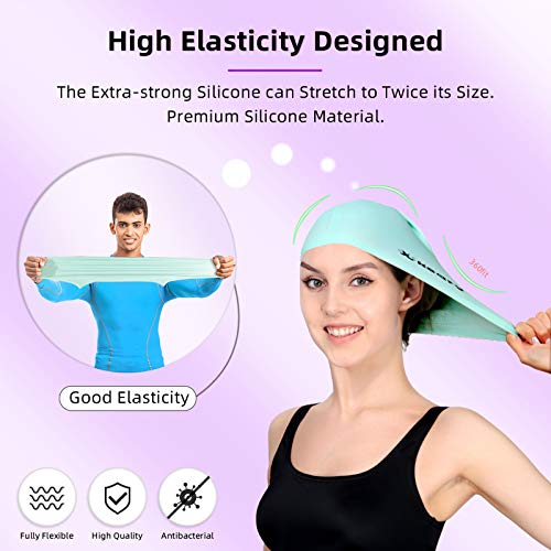 Keary 2 Pack Silicone Swim Cap For Long Hair Women Girls Waterproof Pool Swimming Cap Cover Ears To Keep Your Hair Dry, 3D Ergonomic Stretchable Durable And Anti-Slip, Easy To Put On And Off #TOP2