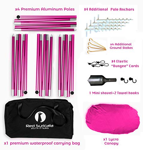 Red Suricata Family Beach Tent & Beach Canopy & 2 Beverage Holders Bundle - Upf50 Uv Sun Shade Shelter (Large, Pink) #TOP3