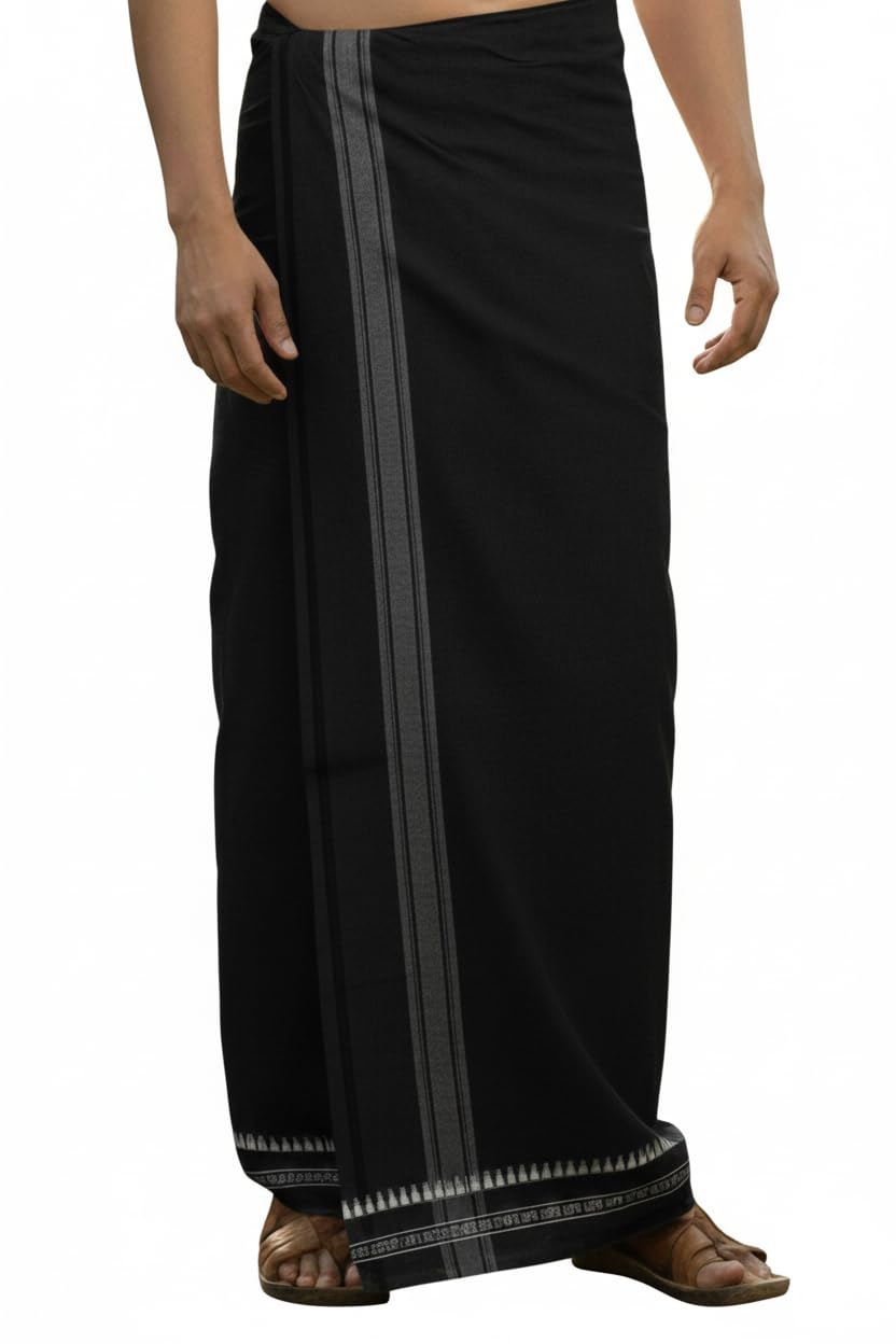 Cotton Men's Single Dhoti -1.9 Mtrs Color Cotton Dhoti Set of 1 Multicolor