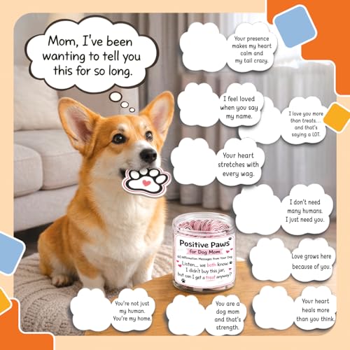Image of NewEleven Dog Mom Gifts For Women - 60 Emotional Support Cards From Puppy, Unique Gifts for Dog Lovers, Mothers Day, Birthday Gift for Women, Sister, Wife, Her - Puppy Positive Affirmation Jar