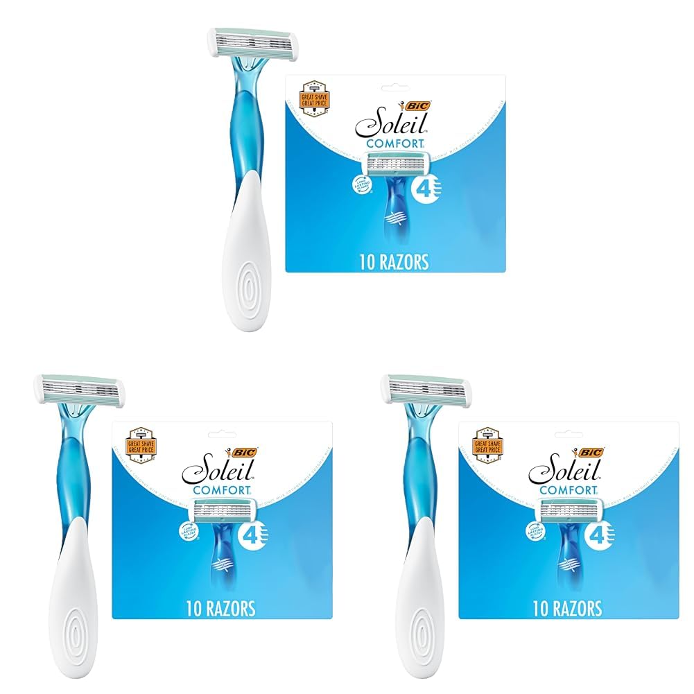 BIC Soleil Comfort Disposable Razors for Women Sensitive Skin Razor with Aloe Vera and Vitamin E Lubricating Strip