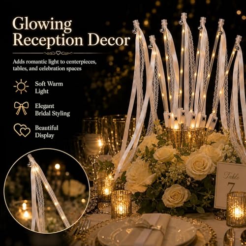 120 PCS Light Up Wedding Wands, Flameless Sparkler Alternative with Ribbons by MiraWish - Used condition - Image 3