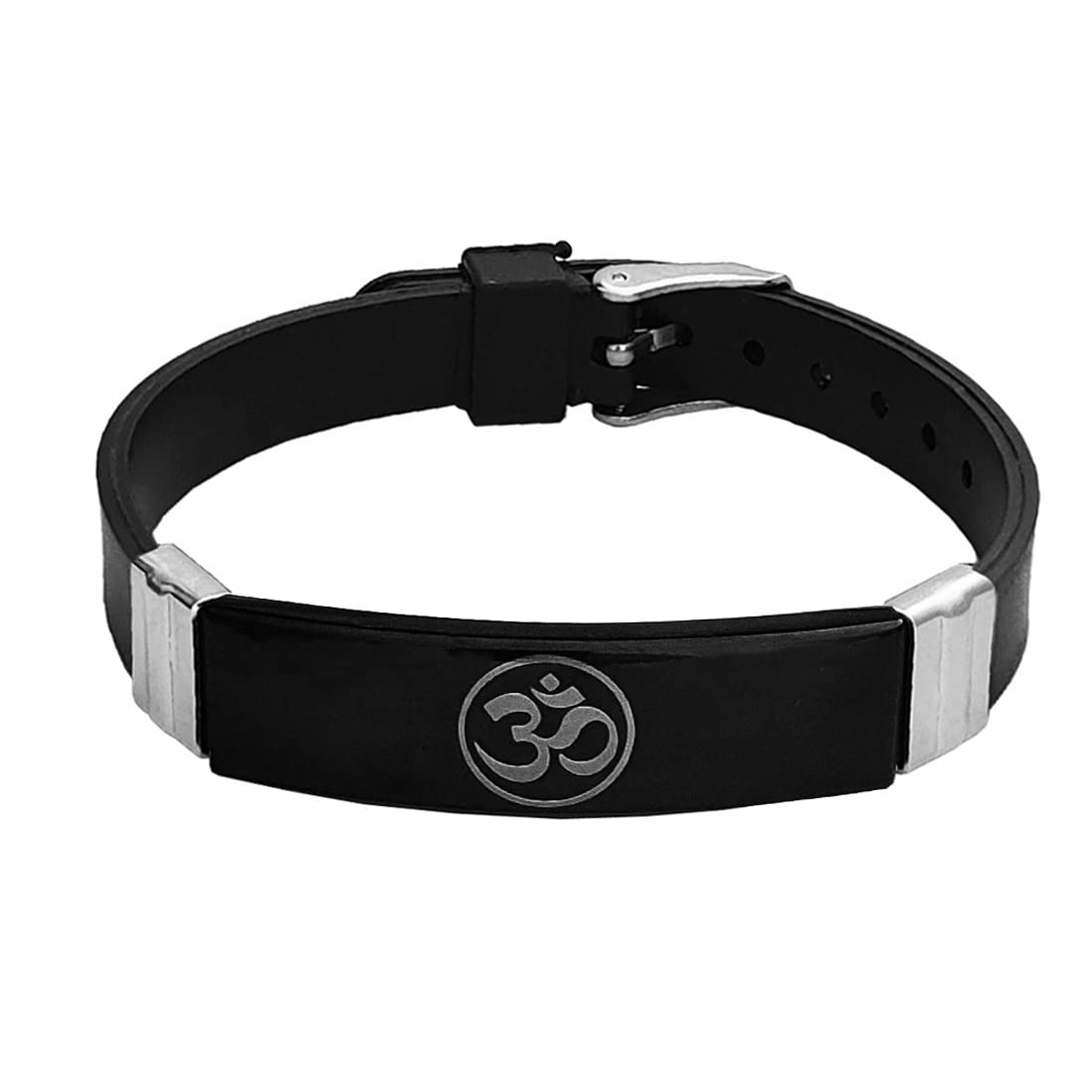 M Men Style Om Aum Ohm Symbol Meaningful Charm Gift Idea Yoga Meditation Jewellery Black And Silver Stainless Steel And Silicone Bracelet For Men And Women SBr2022420 (B0BB9YJTV6) Amazon Price History, Amazon Price Tracker
