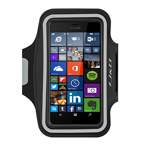 J&D Armband Compatible for Lumia 950 Armband, Sports Armband with Key Holder Slot for Lumia 950 Running Armband, Perfect Earphone Connection While Workout Running, Black
