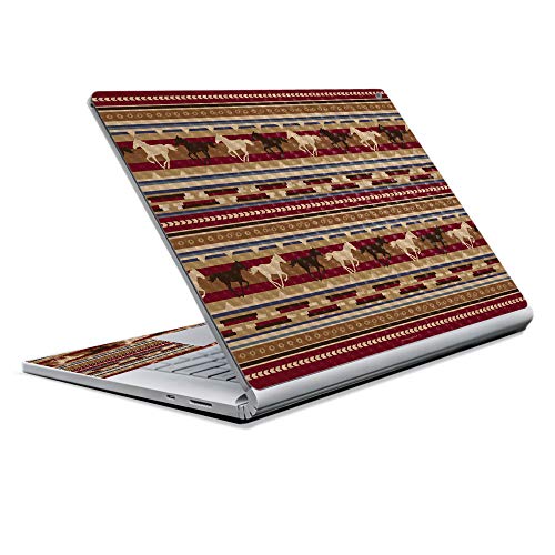 Image of MightySkins Carbon Fiber Skin for Microsoft Surface Book 2 13 inch (2017) - Western Horses,Protective, Durable Textured Carbon Fiber Finish,Easy to Apply, Remove, and Change Styles,